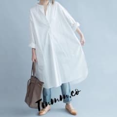 【まるこ即購入OK様専用】ビッグシルエット シャツワンピース ロングワンピースのサムネイル
