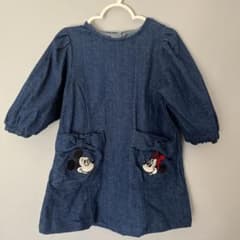 プチマイン　Disneyミッキー ミニー 刺繍 デニムワンピース　90のサムネイル