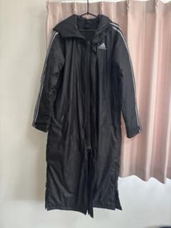 adidas フード付き ベンチコート Lサイズ 黒 - メルカリ