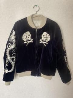 スカジャン リバーシブル　フラットヘッド　別珍　美品　髑髏　ドクロ Ｓのサムネイル