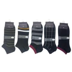 5足セット ソックス ブラック グレー ストライプのサムネイル