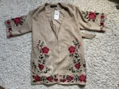 ZARA BASIC 花柄刺繍 ロングコート Sのサムネイル