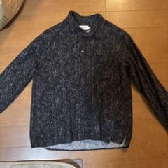ダークブルー柄長袖シャツ ボタンダウンのサムネイル