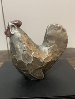 昭和レトロ 三枝惚太郎作 鉄製彫刻鷄 金属工芸品 干支置物酉鶏 縁起物