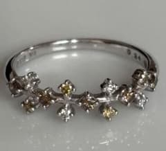 田崎真珠 タサキ K18WG ダイヤ計1.58ct イエローダイヤ リング 指輪 