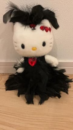 ハローキティ×美空ひばりコラボ／黒ドレス ぬいぐるみ激レア品☆2000年