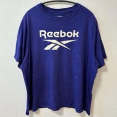 リーボック 半袖Tシャツ 2XL ゆったり パープル ロゴ クルーネック 古着