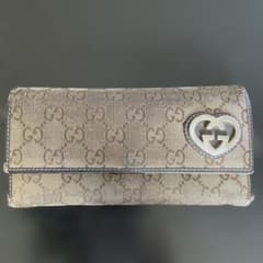 GUCCI 長財布 GGキャンバス ハート金具 - メルカリ