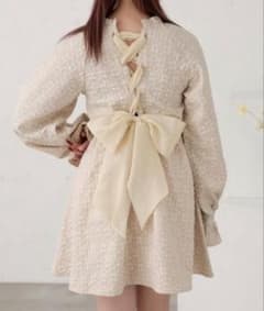 jacquard lace up dress ジャガードレースアップワンピースのサムネイル