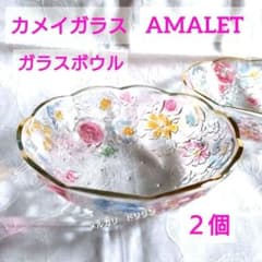 昭和レトロ】カメイガラス アマレット 花柄 デザートボウル 2個 ガラス