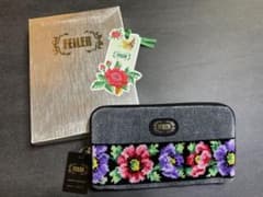 新品】FEILER フェイラー ポピーズ柄 長財布 シュニール織 花柄 グレー 