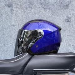 新入荷 バイク ダブルレンズ 内蔵サングラス ジェットヘルメット　ブルーM 新入荷 バイク ダブルレンズ 内蔵サングラス ジェットヘルメット