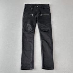NO ID . BLACK coating biker skinny pants - メルカリ
