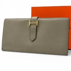 美品】HERMES エルメス べアンスフレ C刻印 エタン ベージュ 長財布 