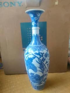 染付 花瓶 陶器 青白 骨董品 美術品 インテリア 和風 中国名器 - メルカリ