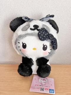 パンダ　ハローキティ テキスタイルリボン　BIGぬいぐるみ ブラック(黒色)