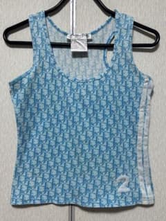 Christian Dior トロッター柄 タンクトップ ガリアーノ 青 水色 - メルカリ
