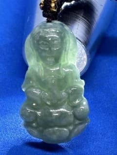 天然翡翠A貨 藍水観音菩薩ペンダント 慈悲の守護 5568 - メルカリ