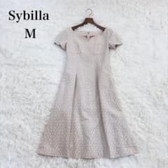 Sybilla（M）カットワークワンピース 刺繍 半袖 ピンクベージュ 日本製