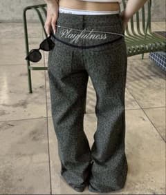 sedacle girl アソート総柄ヒップ刺繍パンツ カーキ　ヒョウ柄のサムネイル