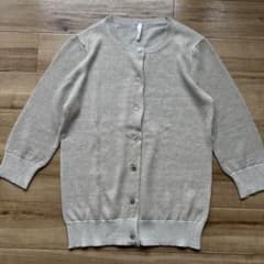 極美品✨PRISTINE　オーガニックコットンリネンカーディガン　七分袖　グレー