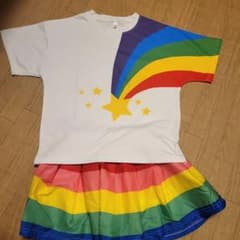 虹と星プリント Tシャツスカートセットのサムネイル
