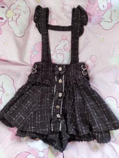 ♥ LIZLISA ツイードサスペンダー付スカパン ブラック♥のサムネイル