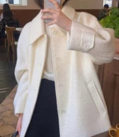 CHUL ステンカラーコート　ホワイト　アイボリーのサムネイル