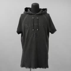 BALMAIN ヴィンテージ加工 ショートスリーブ フーディ 半袖 パーカー BALMAIN ヴィンテージ加工 ショートスリーブ フーディ 半袖 パーカー
