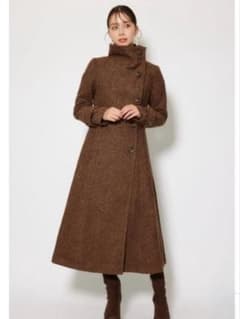 rienda 25オーバーネックシンデレララインコート マルチ ブラウン