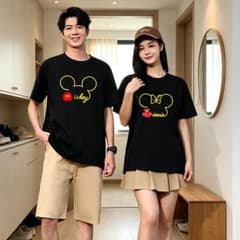 未使用 ミッキー＆ミニー プリント 親子お揃いコーデ 半袖 T シャツBX103のサムネイル