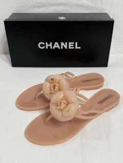 美品　CHANEL シャネル　ラバー　サンダル　カメリア　サーモンピンク　38 美品 CHANEL シャネル ラバー サンダル カメリア サーモンピンク 38