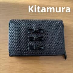 Kitamura キタムラ リボン装飾 ブラック 二つ折り財布のサムネイル