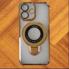 iPhone17 케이스 스마트 폰 커버 골드 클리어 케이스 링 포함