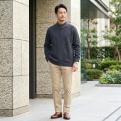 Y4822*オースチンリード☆ジップアップニット☆ウール☆L 