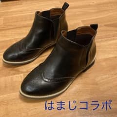 週末限定値下げ中✳︎はまじコラボ✳︎ウィングチップサイドゴアブーツ　黒のサムネイル