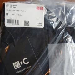 な*う様 UNIQLO :C プレミアムリネンワイドパンツ ブラック Mのサムネイル