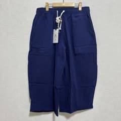 新品✨ メンズ ワイドパンツ ネイビー コットン Lサイズのサムネイル