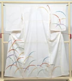 B◇着物くつろぎ 夏物 露草模様 銀彩 正絹 訪問着 薄物 絽 紗 着物 24