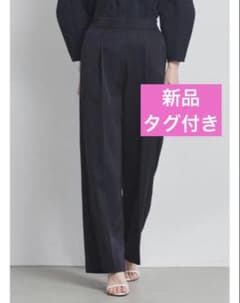 新品！yori サテンワイドパンツ ネイビー 38 - メルカリ