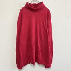 美品 カレンスコット カットソー タートルネック 長袖 無地 【XL】 赤 綿のサムネイル