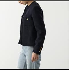 CELINE 23/24ネイビー ノーカラージャケット 34のサムネイル