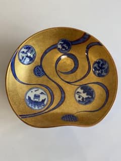 祥瑞金彩丸紋流水菓子鉢　手塚大示作　茶道具 祥瑞金彩丸紋流水菓子鉢 手塚大示作 茶道具 - メルカリ