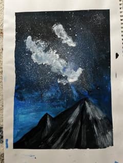 星空と山のアクリル画 夜空と山のアクリル画 A4サイズ - メルカリ