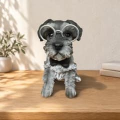 シュナウザー 犬の置物 丸メガネ 蝶ネクタイ インテリアのサムネイル