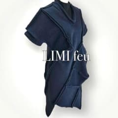 極美品 未使用タグ付 LIMIfeu 個性的 立体裁断 ニット 変形 ネイビー 極美品 未使用タグ付 LIMIfeu 個性的 立体裁断 ニット 変形 ネイビー