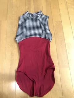 stina 赤チェック　大人レオタード　Sのサムネイル