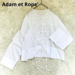 美品Adam et Rope' ガスボイル　チャイナディティールシャツ ホワイト 美品Adam et Rope' ガスボイル チャイナディティールシャツ ホワイト