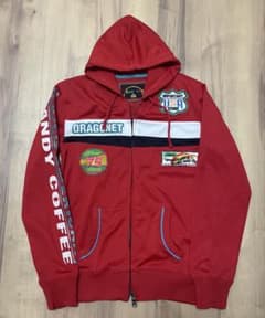 TRACTION DRAGONET ワッペン レーシング ジップパーカー 赤