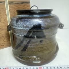 古唐津　水指　木箱付　タコヒ　高さ約17.5㎝　東S8-0714① 古唐津 水指 木箱付 タコヒ 高さ約17.5㎝ 東S8-0714① - メルカリ